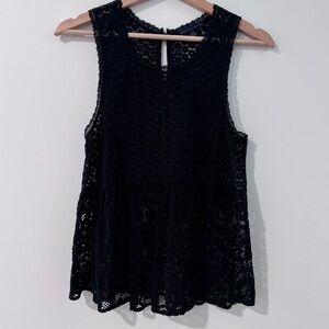AMERICAN EAGLE Black Lace Baby Doll/Peplum Top Small